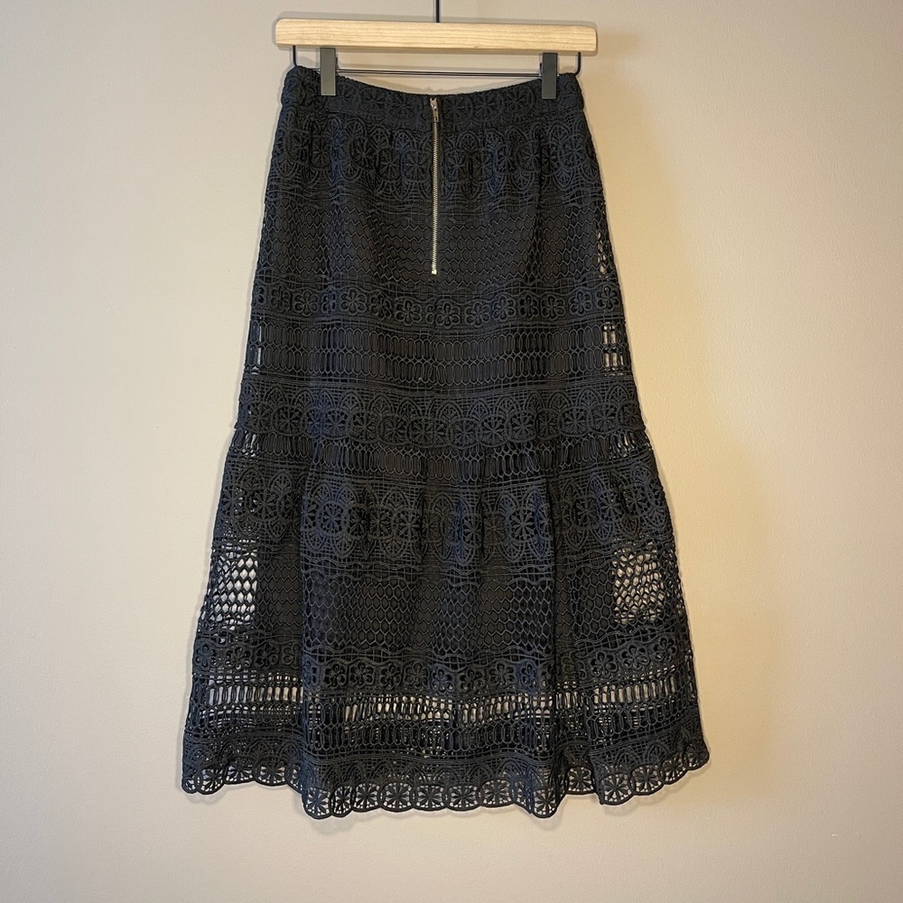Lucy Paris Black layered crochet Maxi Skirt Size S EU 38 - Picture 2 of 6